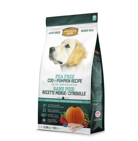 Un sac de croquette pour chien Wholesome Blend.