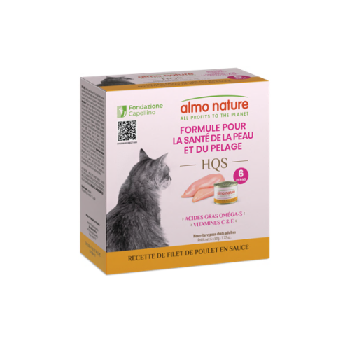 ALMO NATURE – Boite de 6 repas Peau et Pelage Poulet pour chat