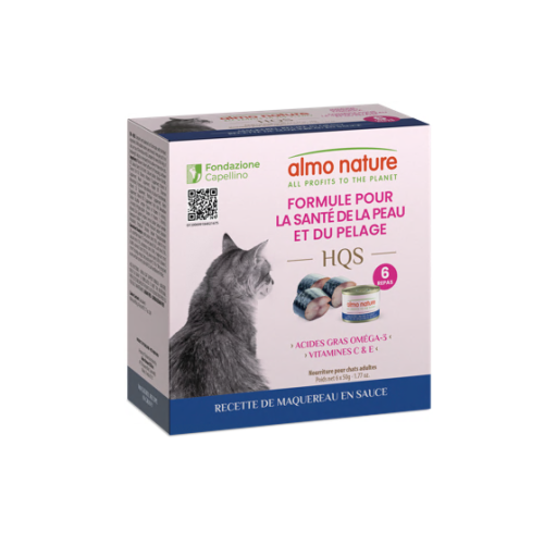 ALMO NATURE – Boite de 6 repas Peau et Pelage Maquereau pour chat