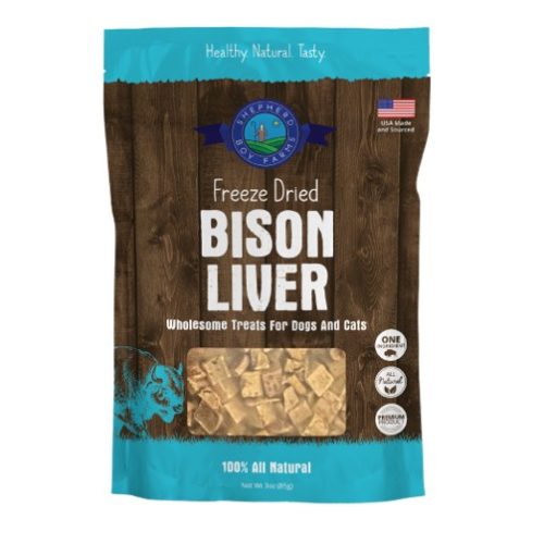 SHEPHERD BOY FARMS – Sac de gâteries au foie de bison pour chien et chat