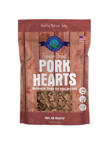 SHEPHERD BOY FARMS - Sac de gâteries coeur de porc pour chien et chat