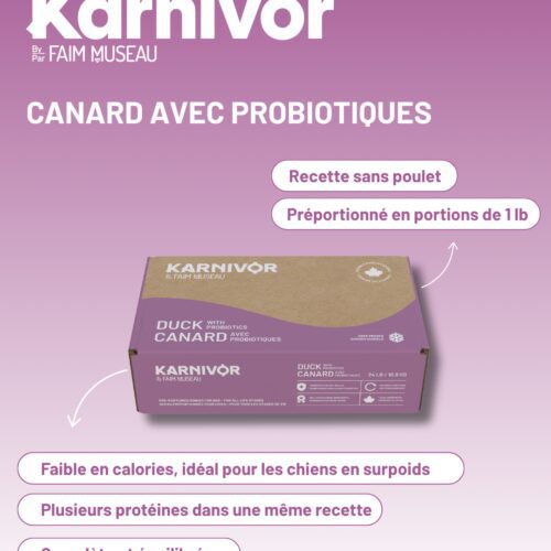 KARNIVOR - Nourriture crue Canard avec probiotiques pour chien