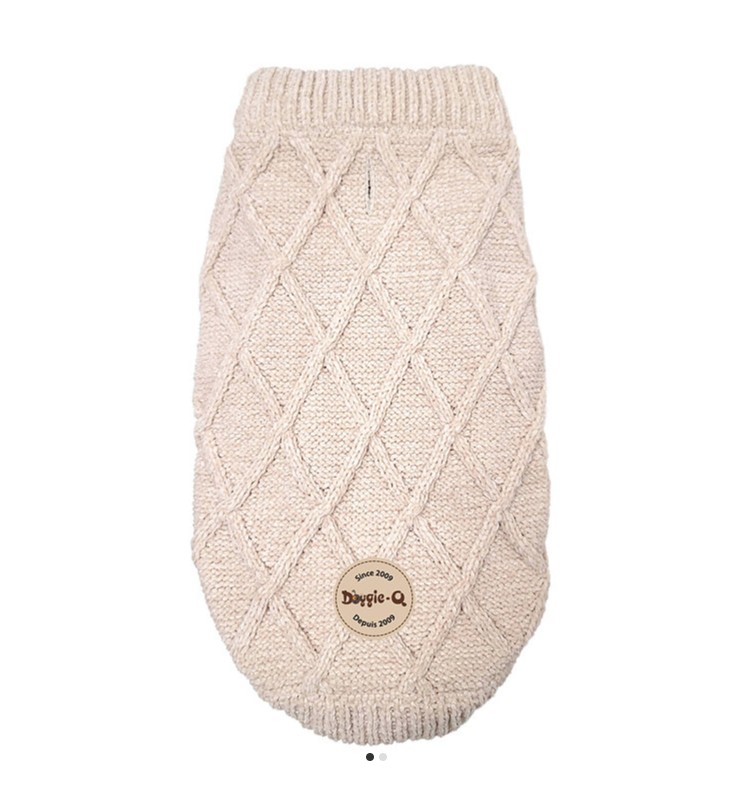 DOGGIE-Q - Chandail beige rosé pour chien