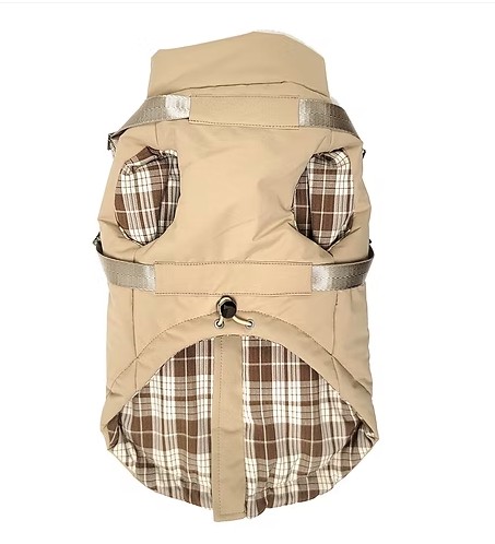 DOGGIE-Q - Manteau doublé et harnais beige pour chien – Image 2